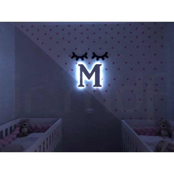 Letras Decorativas Personalizadas LED MDF + Par Cílios