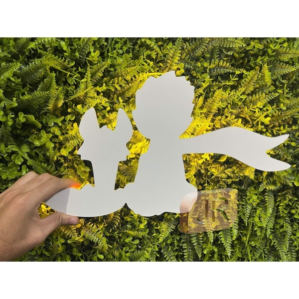 Luminoso Pequeno Príncipe LED Decorativo MDF Branco a Pilhas