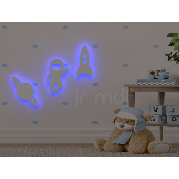 Kit 3 Luminosos Decorativos Planeta + Astronauta + Foguete - Imagem 3