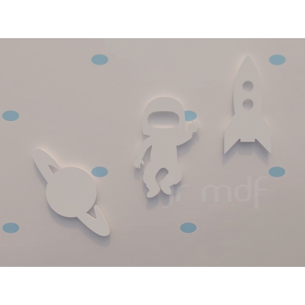 Kit 3 Luminosos Decorativos Planeta + Astronauta + Foguete - Imagem 4