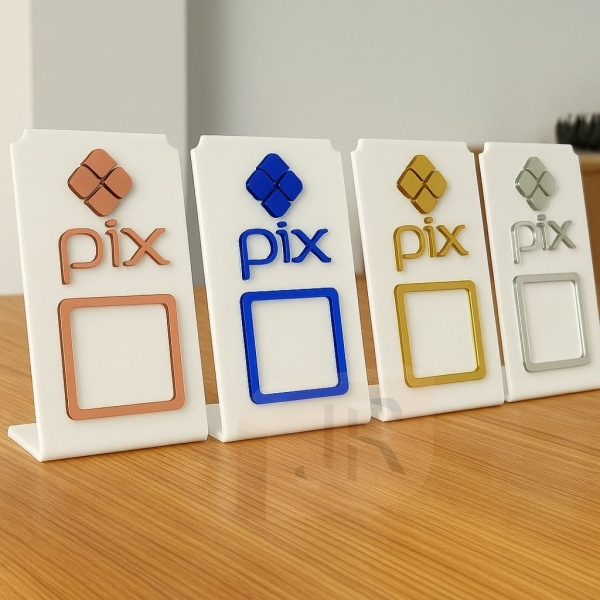 Plaquinhas De Pix Comércio Qrcode Acrílico Detalhes Espelhado