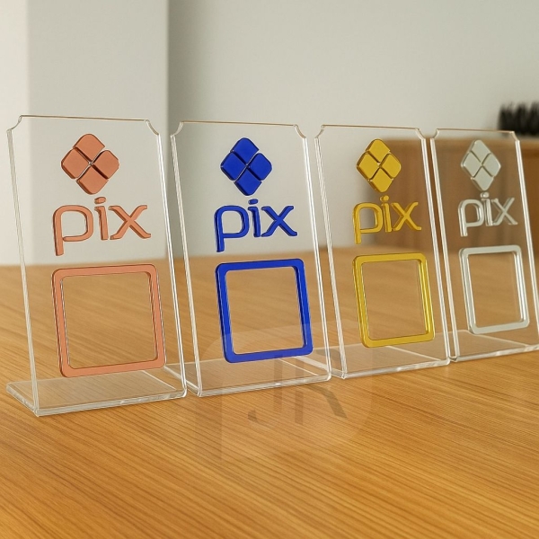 Plaquinhas De Pix Comércio Qrcode Acrílico Detalhes Espelhado - Imagem 2