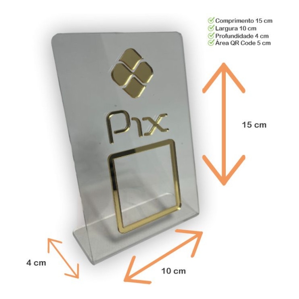 Plaquinhas De Pix Comércio Qrcode Acrílico Detalhes Espelhado - Imagem 6