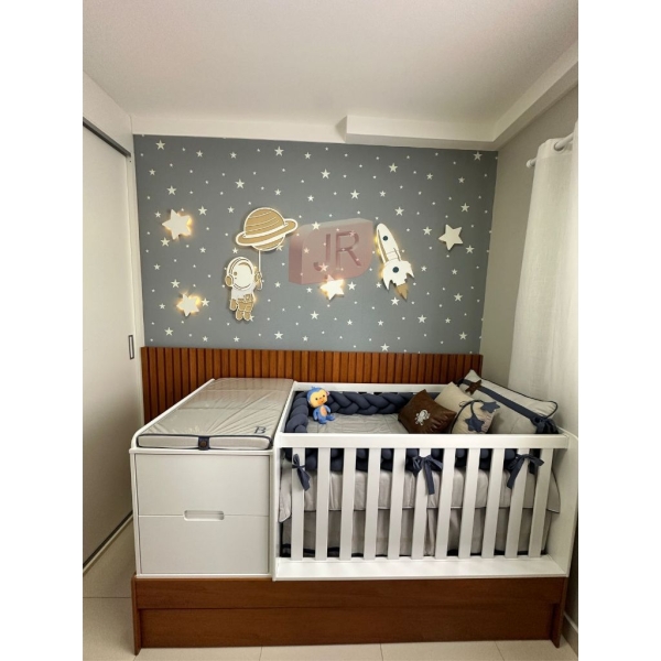 Kit de Luminosos Infantil de Parede - Astronauta, Foguete e Planeta em MDF com Luz LED a Pilhas - Imagem 4