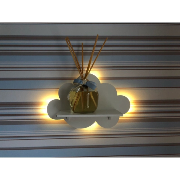 Kit 3 Nuvens com Prateleiras Luminárias em mdf - Imagem 3