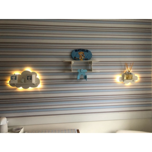 Kit 3 Nuvens com Prateleiras Luminárias em mdf - Imagem 4