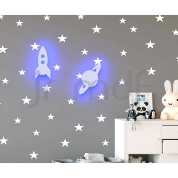 Luminárias Abajur Decorativa Infantil Foguete e Planeta
