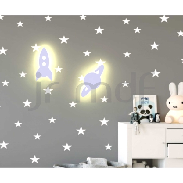 Luminárias Abajur Decorativa Infantil Foguete e Planeta - Imagem 2