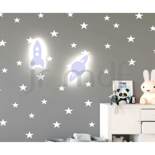Luminárias Abajur Decorativa Infantil Foguete e Planeta - Imagem 3