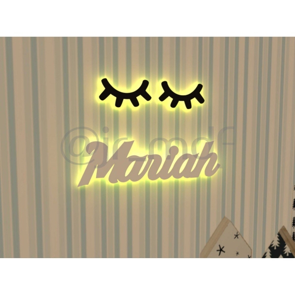 Nome Luminoso + Par de Cílios Unicornio Led Sem Fio Decorativo - Imagem 2