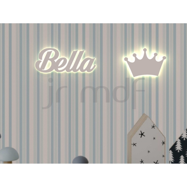 Kit 2 Luminosos Decorativos Nome Personalizado e Coroa Led