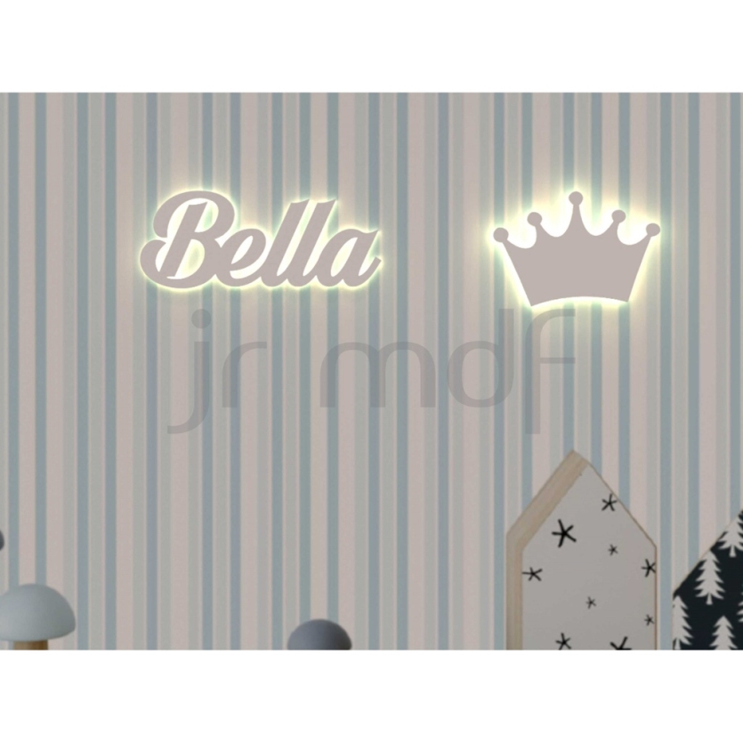 Kit 2 Luminosos Decorativos Nome Personalizado e Coroa Led