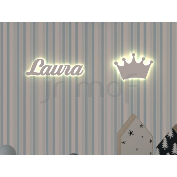 Kit 2 Luminosos Decorativos Nome Personalizado e Coroa Led - Imagem 2