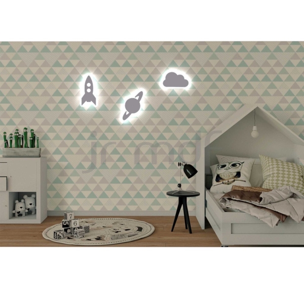 Kit Foguete + Nuvem + Planeta Led Branco Quente - Imagem 2
