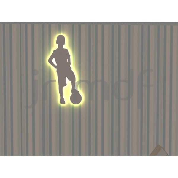 Luminoso de Parede Sem Fio Jogador Infantil Futebol Decorativo