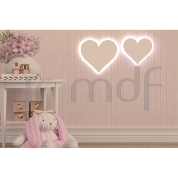 2 Corações Luminosos Decorativos em luz de led