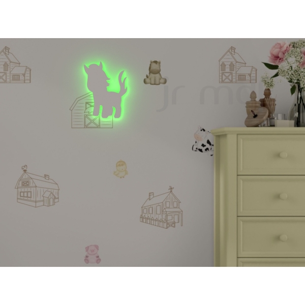 Cavalinho Fazendinha Luminoso Quarto Infantil Decoração Sem Fio - Imagem 2
