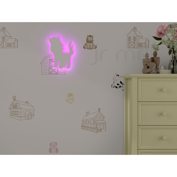 Cavalinho Fazendinha Luminoso Quarto Infantil Decoração Sem Fio - Imagem 4