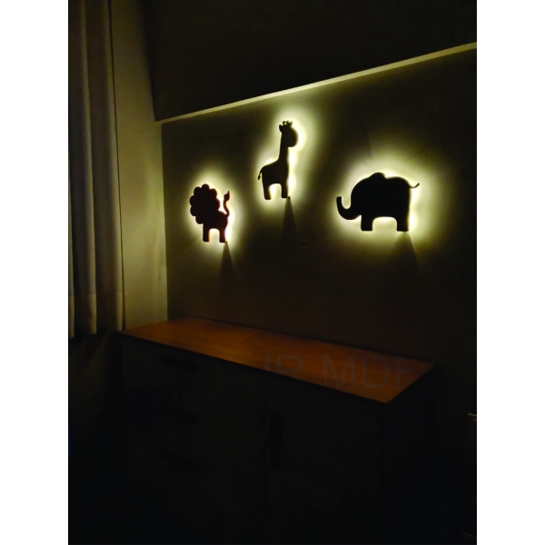 Kit 3 Luminosos Decorativos Zafari Animais Kids
