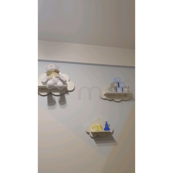 Trio De Nicho Prateleira Nuvem Mdf Decoração Quarto Do Bebê - Imagem 5