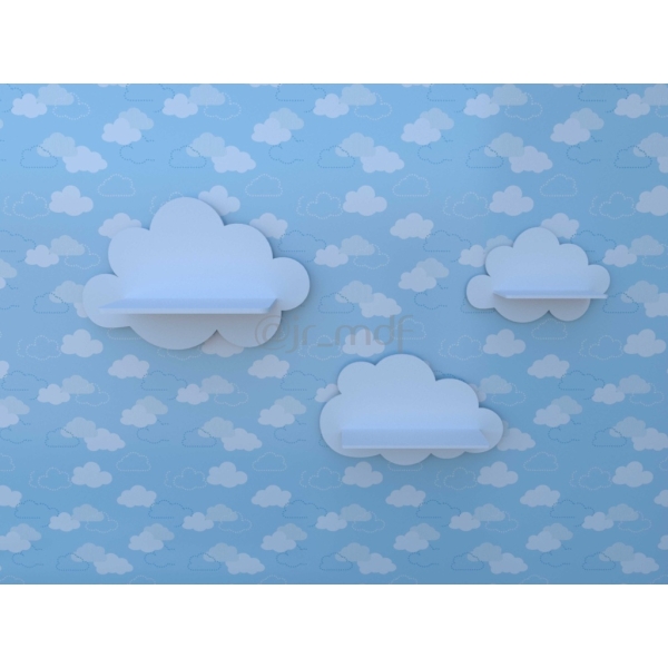Trio De Nicho Prateleira Nuvem Mdf Decoração Quarto Do Bebê - Imagem 6