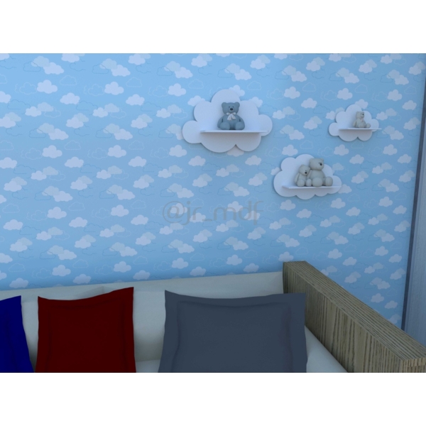 Trio De Nicho Prateleira Nuvem Mdf Decoração Quarto Do Bebê - Imagem 7
