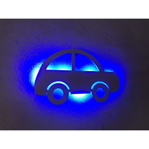 Carrinho Luminoso Decorativo de Parede Quarto Infantil Menino LED Sem fio