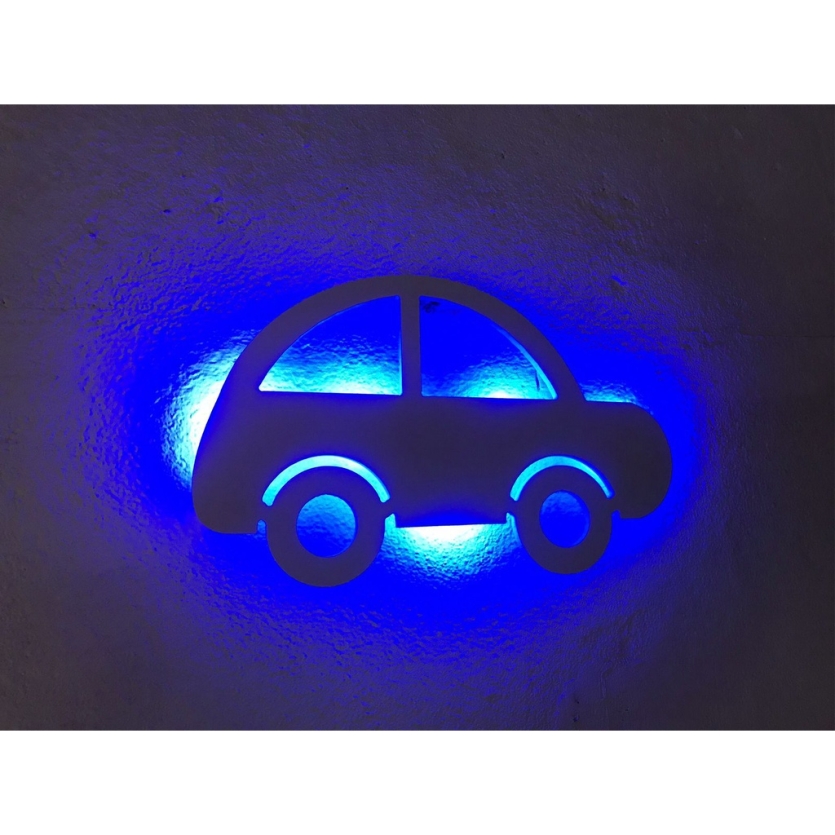 Luminária Carrinho Decorativa MDF Branco – Iluminação Infantil