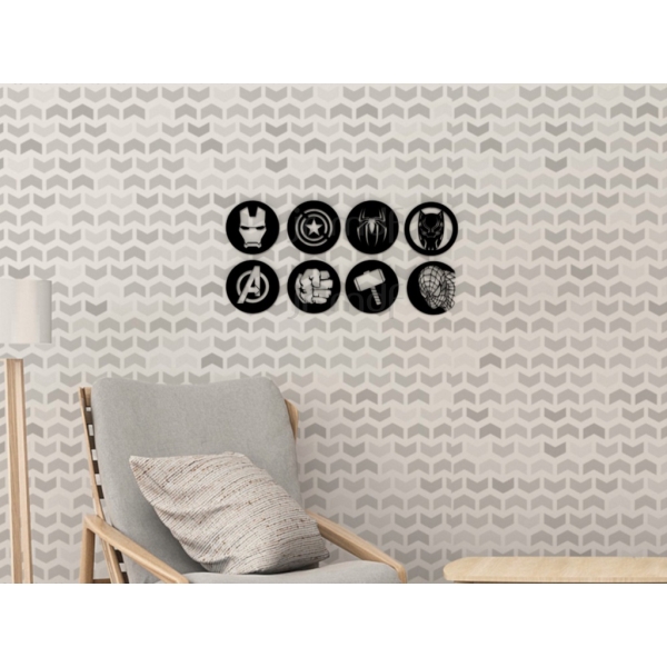 Quadros Decorativo 8 PEÇAS Vazado Kit Heróis Marvel 3mm MDF Preto Fosco - Imagem 4