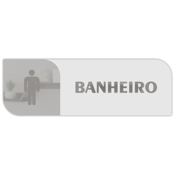 Placa de Sinalização Banheiro Masculino Acrílico Espelhado – Prata, Dourado ou Rosé