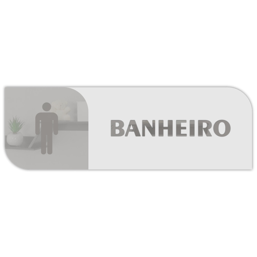 Placa de Sinalização Banheiro Masculino Acrílico Espelhado – Prata, Dourado ou Rosé