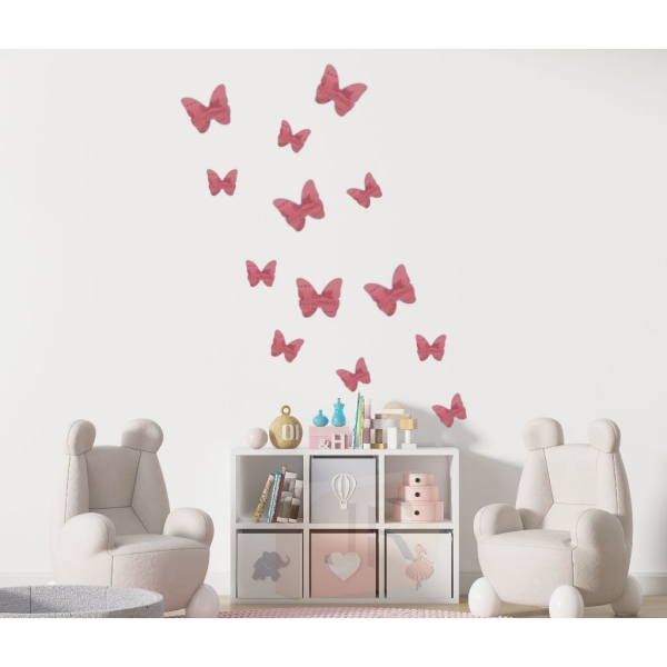 Kit 13 Borboletas Decorativas Acrílico Espelhado Rosê Gold