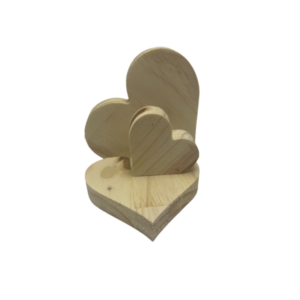 Kit 3 Corações Madeira Pinus Decorativas Quarto Infantil