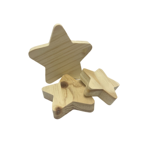 Kit 3 Estrelas Madeira Pinus Decorativas Quarto Infantil - Imagem 2
