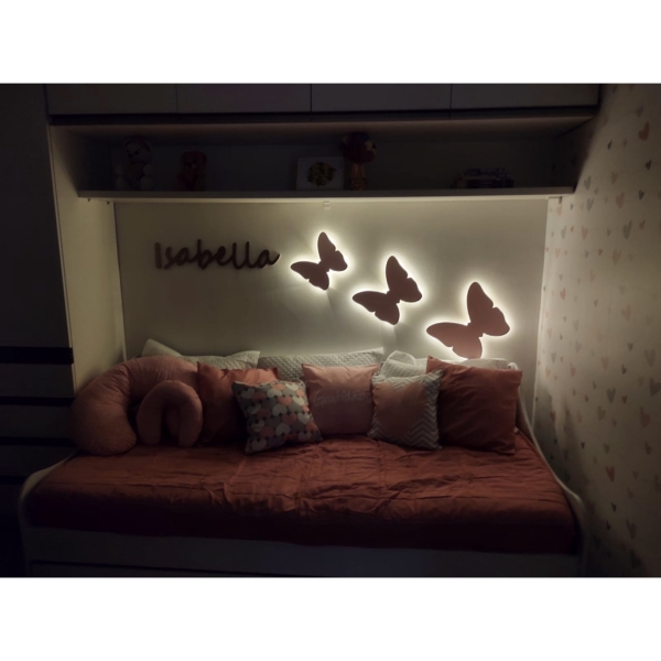 Trio Borboletas Luminosas Decorativas Parede - Imagem 3