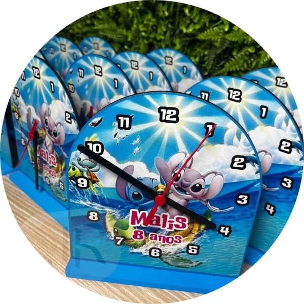 Relógio Centro de mesa Personalizados Lembranças Festas Stitch - Imagem 3