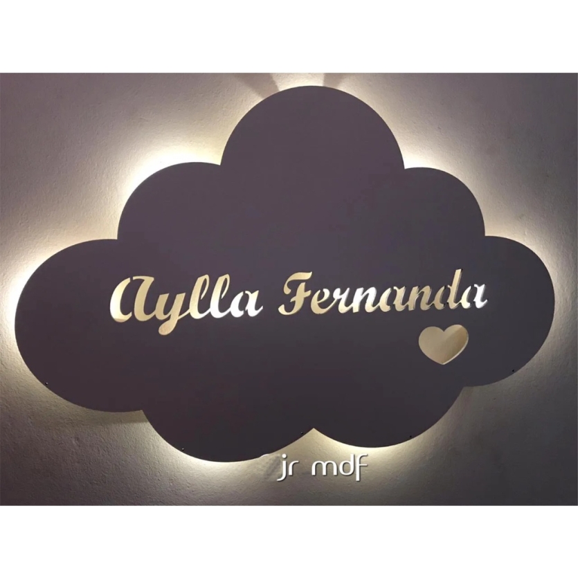 Luminoso Decorativo Nome Personalizável MDF Branco