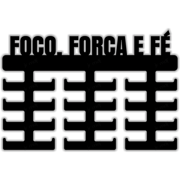 Expositor Porta Medalhas Preto Foco Força Fé - Imagem 2