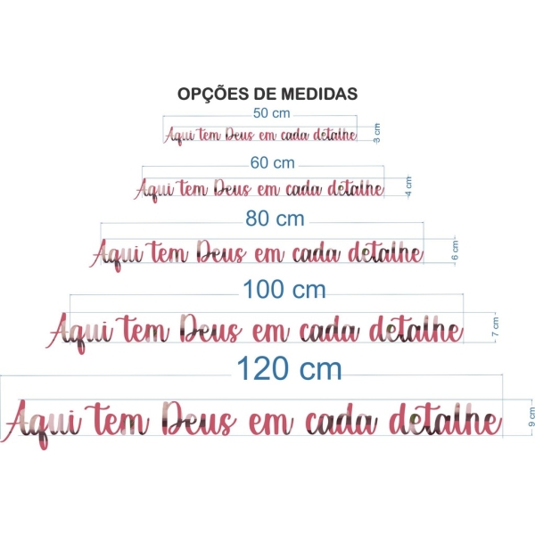 Frase Aqui tem Deus em cada detalhe Acrílico Rose Gold/ Dourado/ Prata/ Lilás - Imagem 2