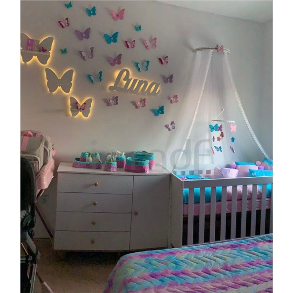 Kit Nome luminoso + 3 Borboletas com Prateleiras - Imagem 2