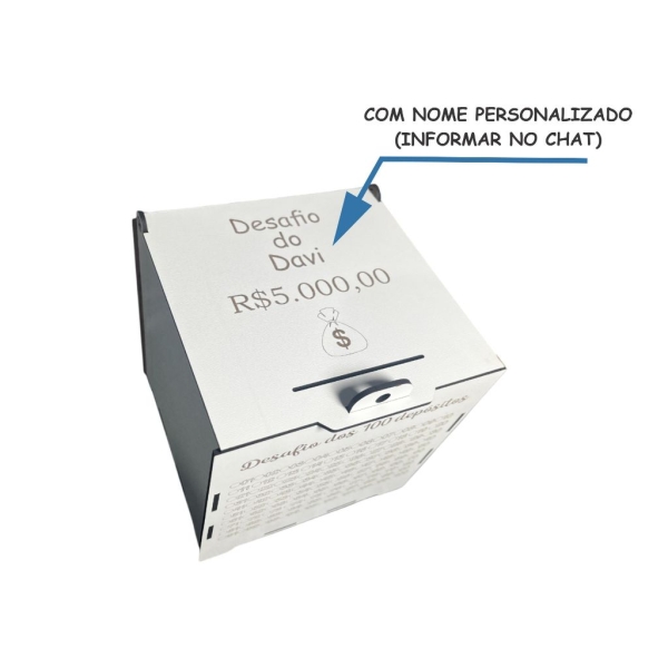 Cofre Desafio dos 100 depósitos Junte R$5000 Com Nome Personalizado - Imagem 5