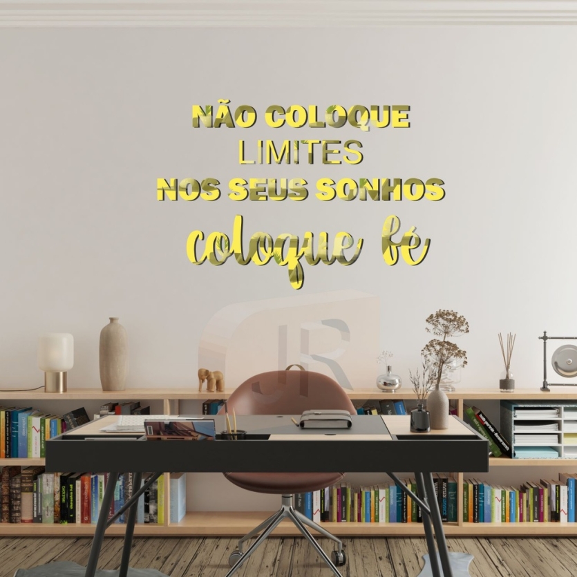 Espelho Decorativo Frase em Acrílico Não Coloque Limites Coloque Fé