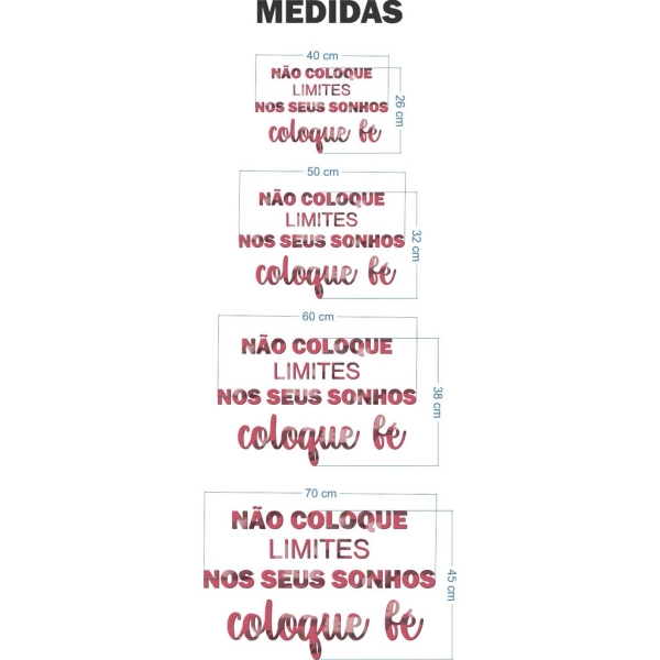 Espelho Decorativo Frase em Acrílico Não Coloque Limites Coloque Fé - Imagem 3