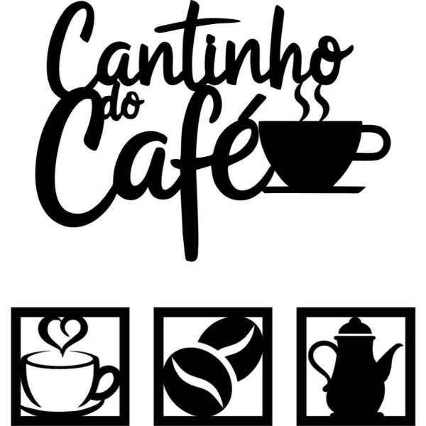 Kit Cantinho do Café 4 Peças 30cm Decoração Cozinha C/Dupla Face - Imagem 6