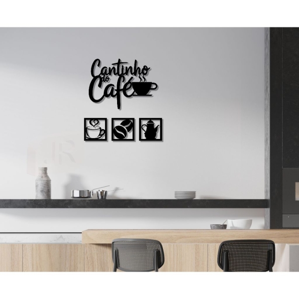 Kit Cantinho do Café 4 Peças 30cm Decoração Cozinha C/Dupla Face - Imagem 7