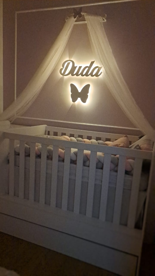 Nome Luminoso + Borboleta Led Sem Fio Decorativo