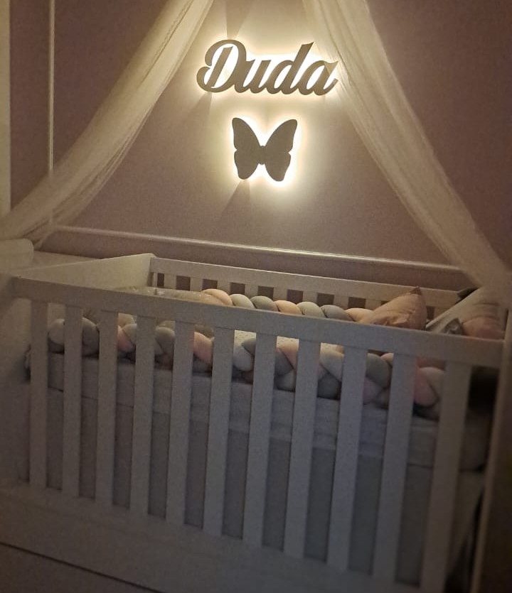 Nome Luminoso + Borboleta Led Sem Fio Decorativo