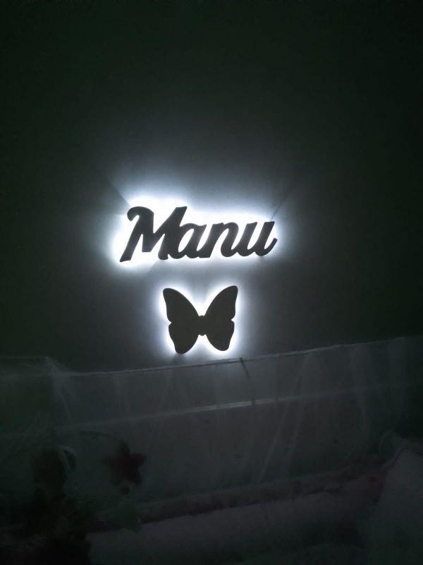 Nome Luminoso + Borboleta Led Sem Fio Decorativo - Imagem 5