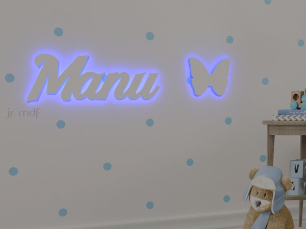 Nome Luminoso + Borboleta Led Sem Fio Decorativo - Imagem 4
