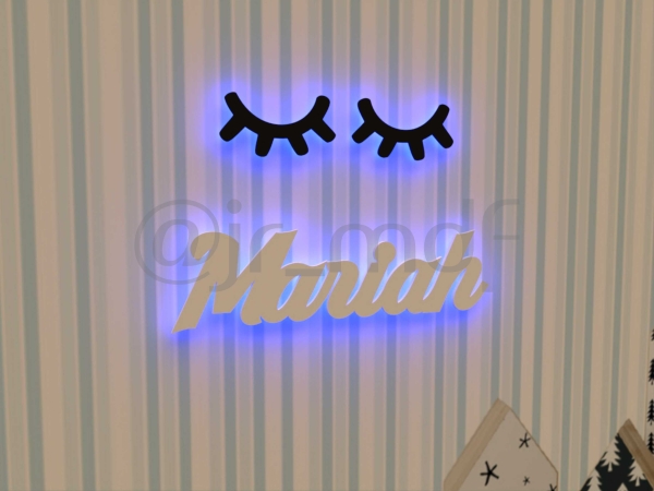 Nome Luminoso + Par de Cílios Unicornio Led Sem Fio Decorativo - Imagem 7